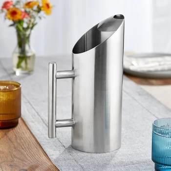 Acopa 44 oz. Stainless Steel Pitcher with Angled Top and Ice Guard