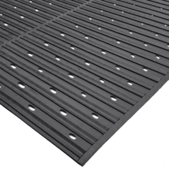 Cactus Mat 1631R-C4V Ni-Rib 4' x 60' Black Perforated Nitrile Rubber Runner Mat Roll - 1/4" Thick