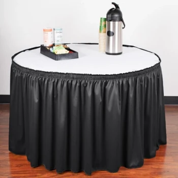 Snap Drape 5412CE29S3-014 Wyndham 13' x 29" Black Shirred Pleat Table Skirt with Velcro® Clips