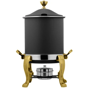 Bon Chef 30001HL-NERO Aurora Silver Petite 8 Qt. Nero Finish Hinged Top Marmite Chafer