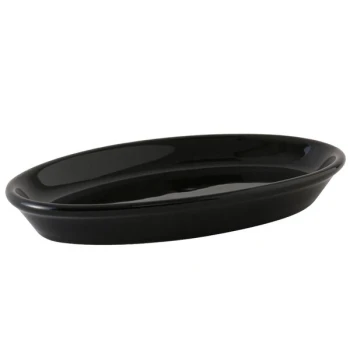 Tuxton BBK-0504 Black 5 oz. Oval China Baker Shallow - 12/Case
