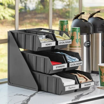 Choice Black 3-Tier Self-Serve Organizer Set with 6 Bins and 2 Label Sheets