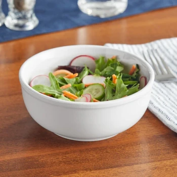 Acopa 13 oz. Bright White Rolled Edge Stoneware Nappie Bowl - 36/Case