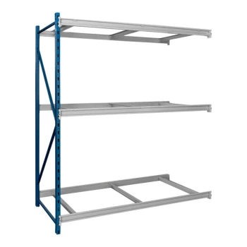 Hallowell 48" x 36" x 87" Marine Blue / Light Gray 3-Level Bulk Rack Add-On with No Decking HBR483687-3A-PB