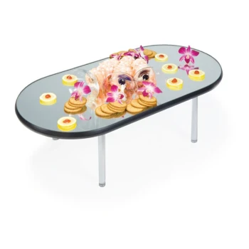 Geneva 2264 Oval Rimless Stacking Mirror Food Display Tray - 16" x 32"