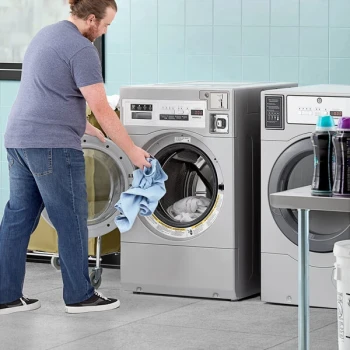 Crossover 3.5 cu. ft. 27" Front Load Electric Commercial Washer and 7 cu. ft. 27" Front Load Electric Commercial Dryer - Coin Operated