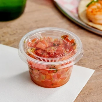 Choice 4 oz. Clear Plastic Souffle Cup / Portion Cup with PET Plastic Lid - 100/Case