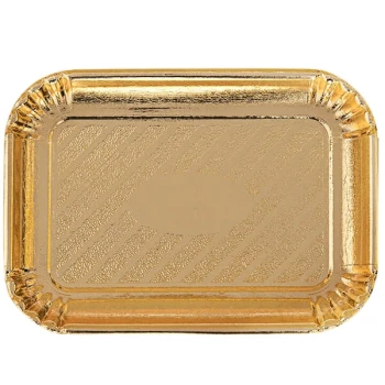 Novacart V9L23103 8" x 11 3/16" Gold Rectangular Pastry Tray - 200/Case