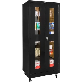Hallowell 36" x 24" x 72" Black Mobile Storage Cabinet with Safety-View Doors - Assembled 415S24SVMA-ME