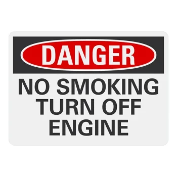 Lavex 14" x 10" Non-Reflective Adhesive Vinyl "Danger / No Smoking / Turn Off Engine" Safety Label