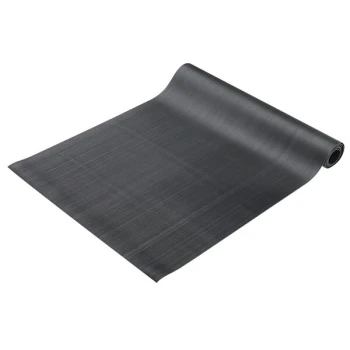 Cactus Mat 1010R-C4 Deep Groove 4' Wide Corrugated Black Vinyl Runner Mat - 1/8" Thick