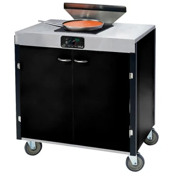 Lakeside 2065B Creation Express™ Mobile Cooking Cart with 1 Induction Burner, 1 Filtration Unit, and Black Laminate Finish - 22" x 34" x 40 1/2"