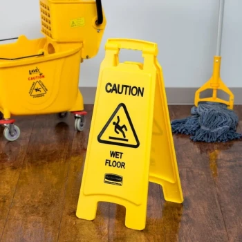 Rubbermaid® FG611277YEL 25" Yellow Double Sided Wet Floor Sign - "Caution Wet Floor"
