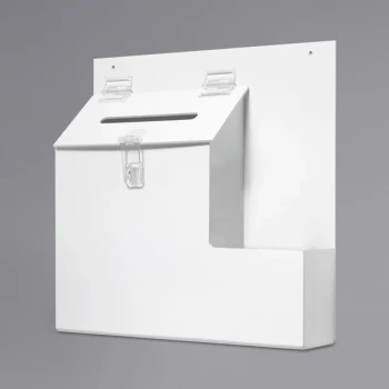 Deflecto 79803 13 3/4" x 3 5/8" x 13" White Plastic Desktop / Wall Mounted Suggestion Box