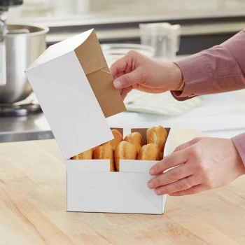 Baker's Lane 10" x 6 1/4" x 3 1/2" White Auto-Popup Donut / Bakery Box - 150/Case