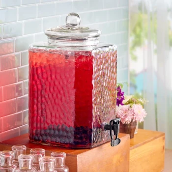 Acopa 5 Gallon Hammered Glass Hands-Free Beverage Dispenser