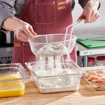 Choice 10" Epoxy-Coated Medium Mesh Breading Basket with Helper Handle