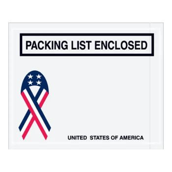Lavex 4 1/2" x 5 1/2" 2 Mil Printed Polyethylene Packing List Envelope with USA Ribbon - 1,000/Case