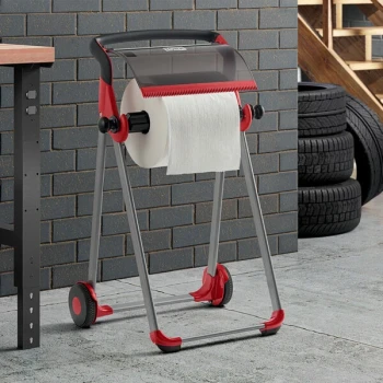 Tork Performance W1 Red / Smoke Portable Floor Stand Wiper Roll Dispenser 6520281