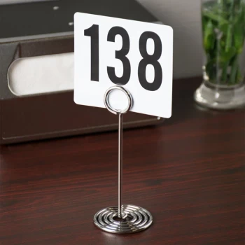American Metalcraft 6" Chrome Stainless Steel Swirl Base Card Holder - 12/Case