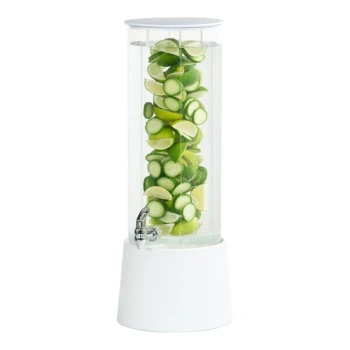 Cal-Mil Logan 3 Gallon Round Beverage Dispenser with Infusion Chamber and White Melamine Base 26135-3INF-15