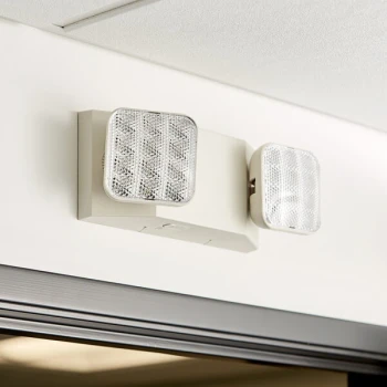 Lavex 2 Head Square LED Emergency Unit with Adjustable Optics and Ni-Cad Battery Backup - 2.4 Watt Unit