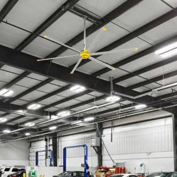 Big Ass Fans 12' Yellow and Silver Aluminum Indoor Shop Ceiling Fan - 110-125V