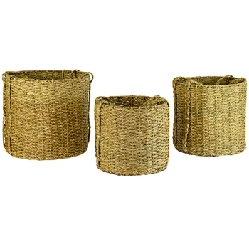 Kalalou 3-Piece Braided Seagrass Display Basket Set with Handles PCGM2121