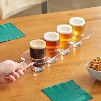 Acopa Acrylic Drop-In Flight Paddle with Barbary Tasting Glasses - 3/Set