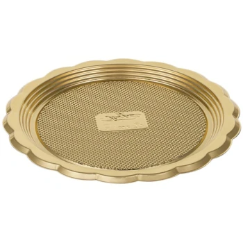 Welcome Home Brands 7 1/16" Gold Mini Round Plastic Medoro Tray - 300/Case