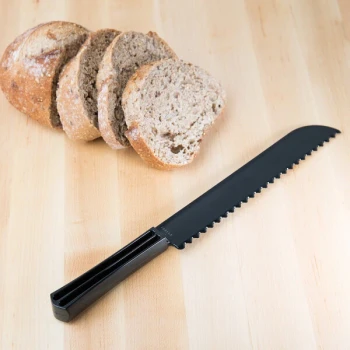 Fineline 3303-BK Platter Pleasers 11 1/2" Black Plastic Bread Knife - 48/Case