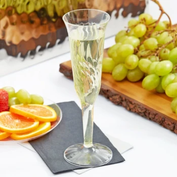 Fineline Flairware 2106 5 oz. Clear Plastic 1 Piece Champagne Flute - 96/Case