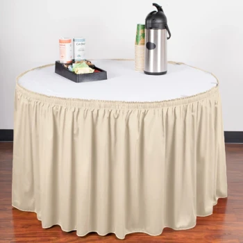 Snap Drape 5412CE29S3-756 Wyndham 13' x 29" Bone Shirred Pleat Table Skirt with Velcro® Clips