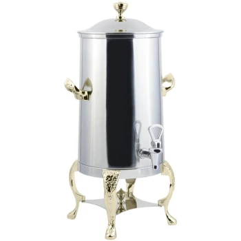 Bon Chef 47001-1-E Renaissance 1.5 Gallon Insulated Stainless Steel Electric Coffee Chafer Urn with Brass Trim