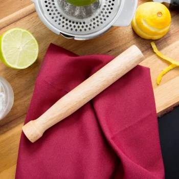 TableCraft 4256 8" Natural Wood Muddler with Flat Head