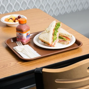 Choice 10" x 14" Brown Plastic Fast Food Tray - 48/Case