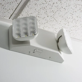 Lavex Remote Capable 2 Head Square LED Emergency Unit with Adjustable Optics and Ni-Cad Battery Backup - 3 Watt Unit (2.2W Remote Capacity)