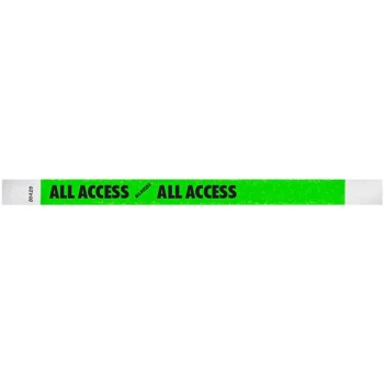 Carnival King Neon Green "ALL ACCESS" Disposable Wristband 3/4" x 10" - 500/Bag