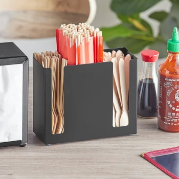 Choice Black Stainless Steel 3-Compartment Flatware / Chopstick Organizer