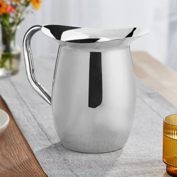 Acopa 96 oz. Smooth Stainless Steel Bell Pitcher with Ice Guard