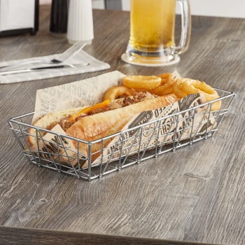 American Metalcraft ROC1362 Chrome Zorro Rectangular Basket - 13" x 6" x 2 1/2"