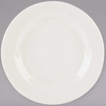 Tuxton TRE-016 Reno / Nevada 10 1/2" Eggshell Wide Rim China Plate - 12/Case