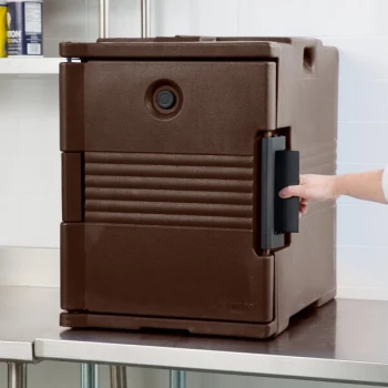 Cambro Ultra Pan Carrier® Dark Brown Front Loading Insulated Food Pan Carrier - 6 Full-Size Pan Max Capacity