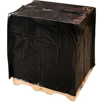 Lavex 51" x 49" x 73" 3 Mil Black Polyethylene Perforated UVI/UVA Pallet Top Cover on a Roll - 40/Roll
