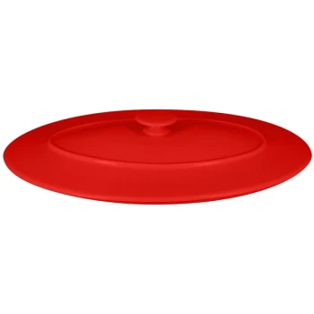 RAK Porcelain Chef's Fusion 12 3/16" Ember Red Oval Porcelain Lid - 3/Case