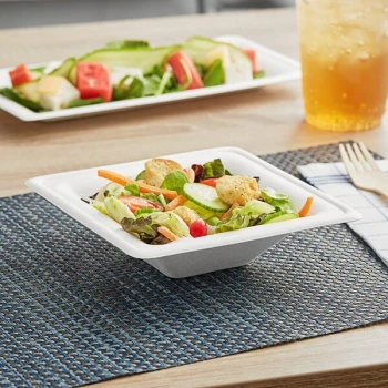 EcoChoice 12 oz. Compostable White Plant Fiber Square Bowl - 400/Case
