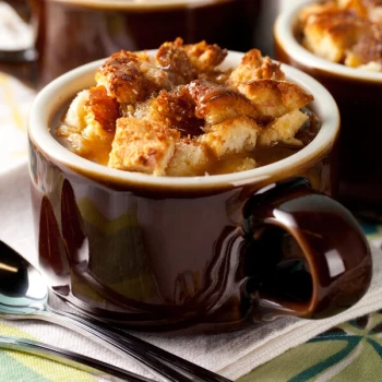 Tuxton B1M-1204 12 oz. Caramel / Eggshell China Soup Mug with Handle - 24/Case