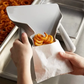 Vollrath 3673 9" x 8" Plastic Dual Handle Curly Fry Scoop