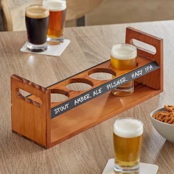 Acopa Walnut Finish Drop-In Flight Carrier with Handles and Write-On Surface - 12/Case