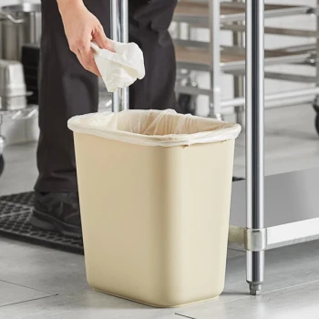 Lavex Janitorial 28 Qt. / 7 Gallon Beige Rectangular Wastebasket